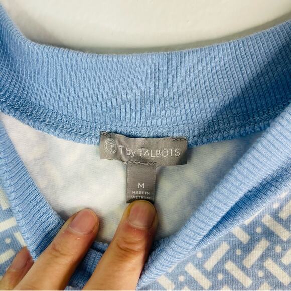 Talbots blue white loungewear activewear lightweight sweatshirt medium - Picture 7 of 7